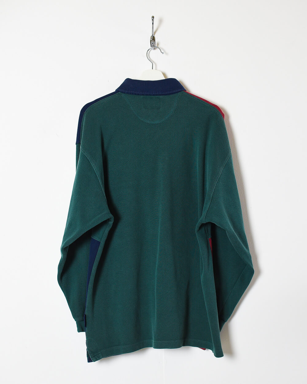 Green Colour Block Corduroy Rugby Shirt - X-Large