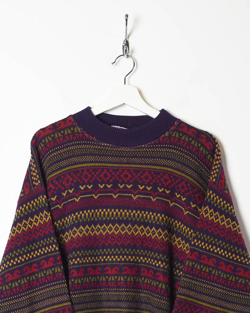 Multi Buffon Patterned Knitted Sweatshirt - Medium