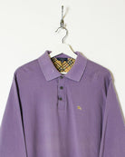 Purple Burberry London Long Sleeved Polo Shirt - X-Large