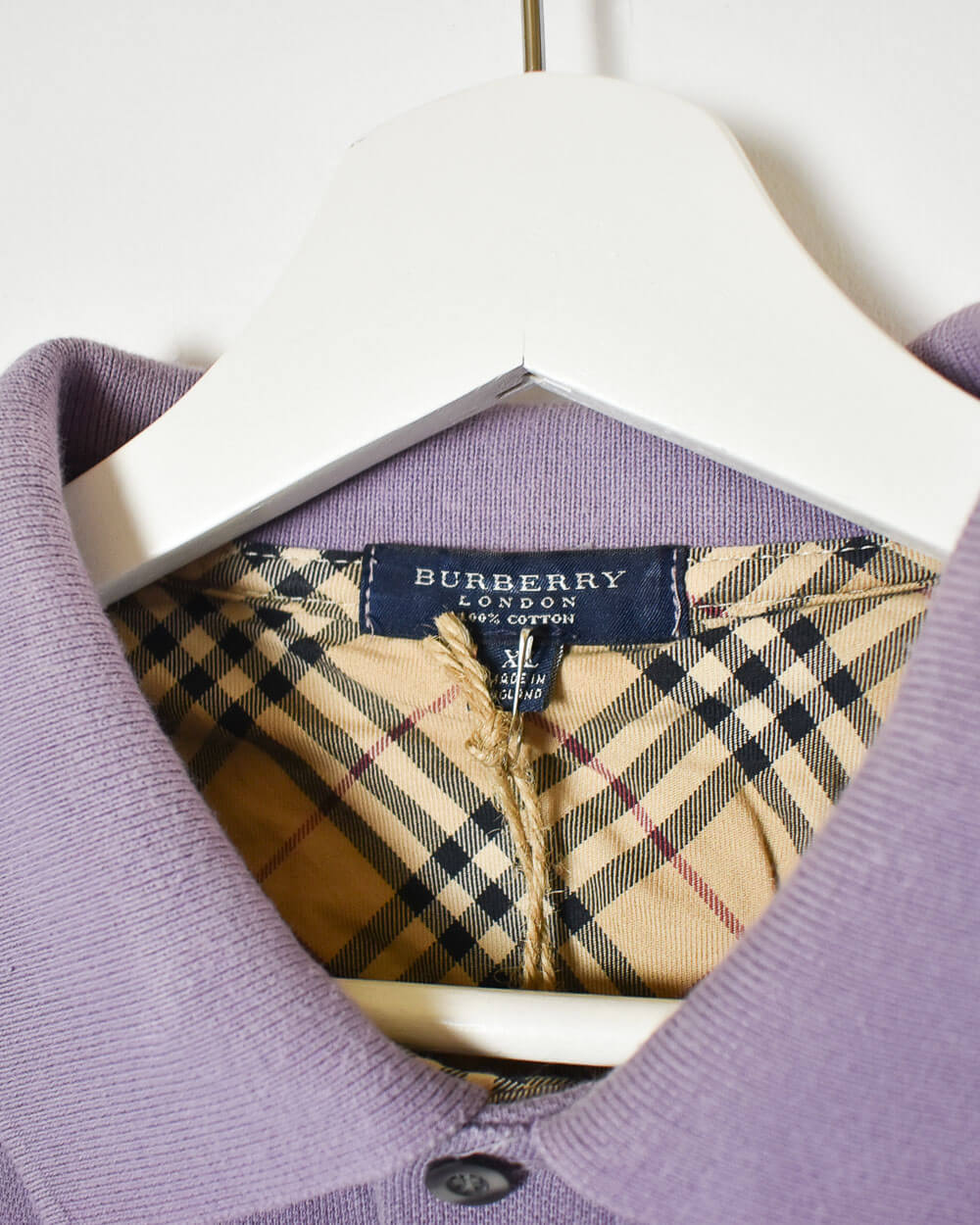 Purple Burberry London Long Sleeved Polo Shirt - X-Large