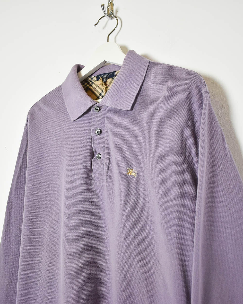 Purple Burberry London Long Sleeved Polo Shirt - X-Large