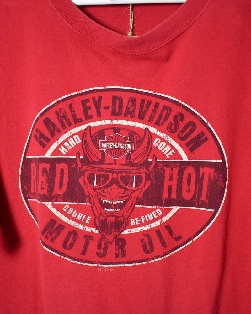 Vintage 00s Red Harley Davidson Red Hot Graphic T-Shirt - X-Large