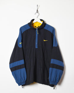 Vintage 90s Black Nike 1/4 Zip Fleece Lined Windbreaker Jacket
