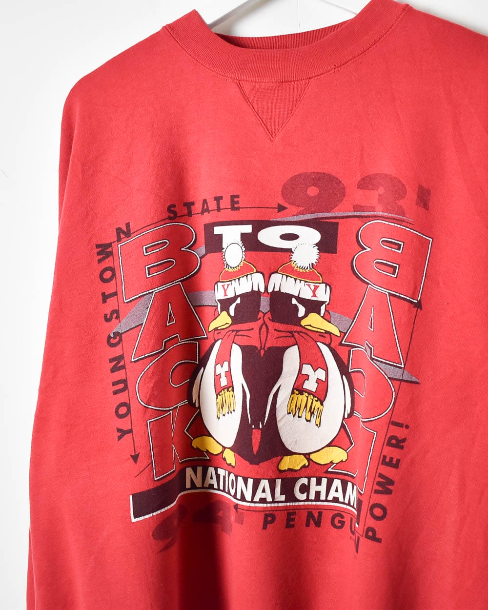 Red Youngstown State Penguins 93 Back To Back National Champs Sweatshirt - X-Large