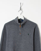 Grey Ralph Lauren 1/4 Zip Sweatshirt - Medium
