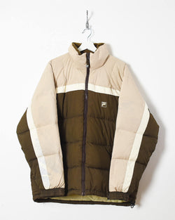 Lege med pust fintælling Vintage 90s Nylon Colour-Block Neutral Fila Puffer Jacket - Medium– Domno  Vintage