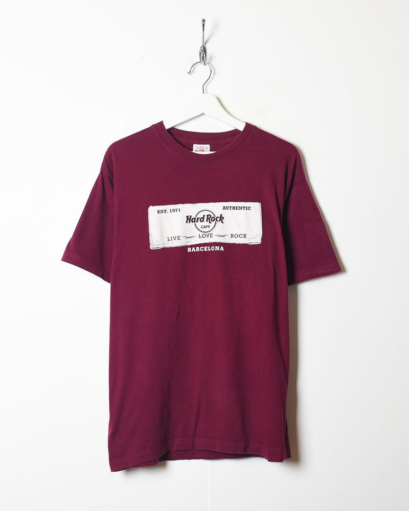 springvand Vejhus Leeds Vintage 00s Maroon Hard Rock Café Barcelona T-Shirt - Large– Domno Vintage
