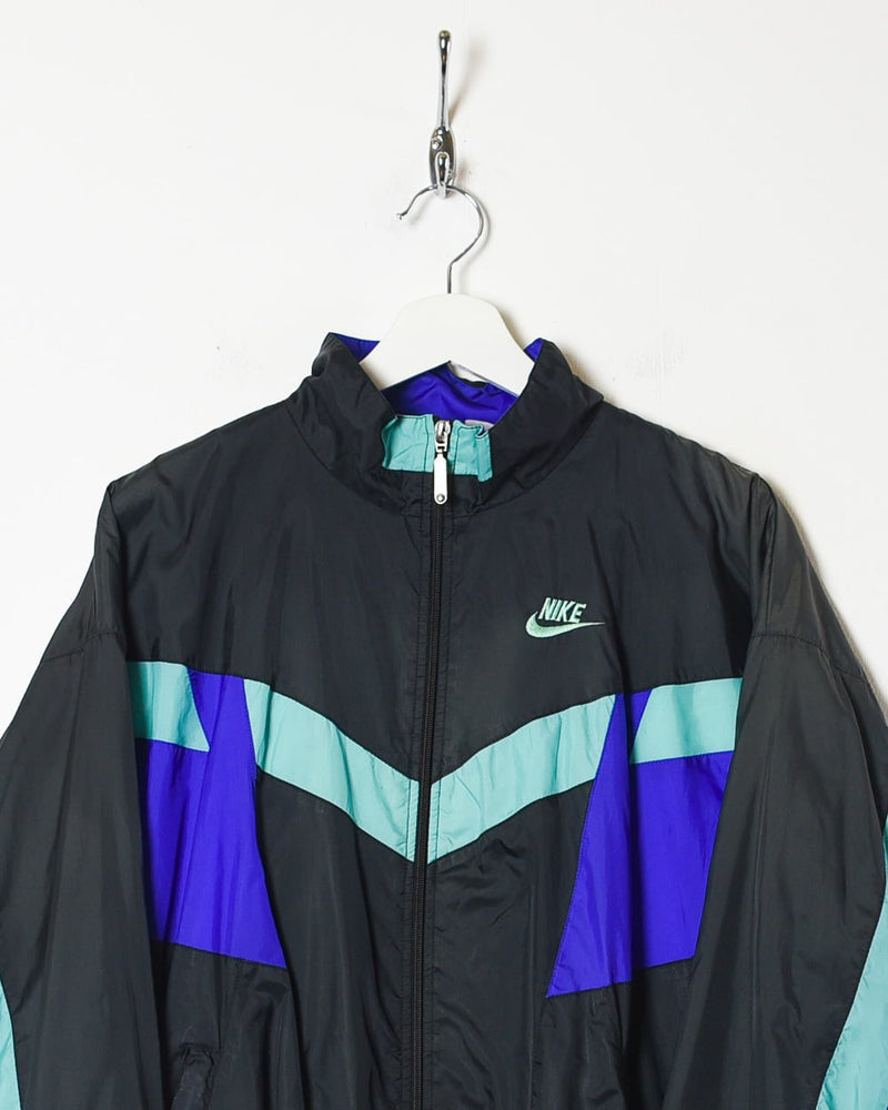 Vintage 90s Nike Windbreaker Tracksuit Pants Purple/Green/Teal Silver Tag