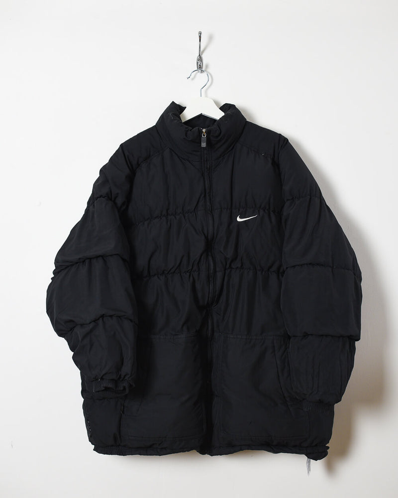 Vintage 90s Polyester Plain Black Nike Puffer Jacket -