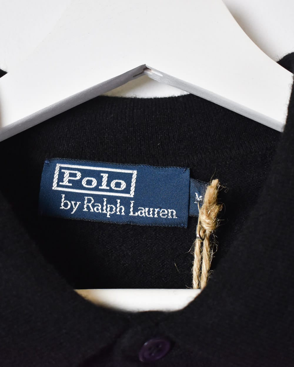 Black Polo Ralph Lauren Fleece Long Sleeved Polo Shirt - X-Small