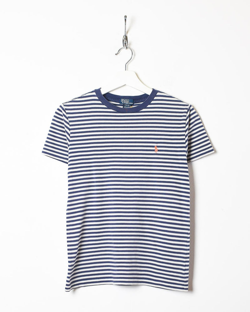 Navy Polo Ralph Lauren Striped T-Shirt - Small Woman's