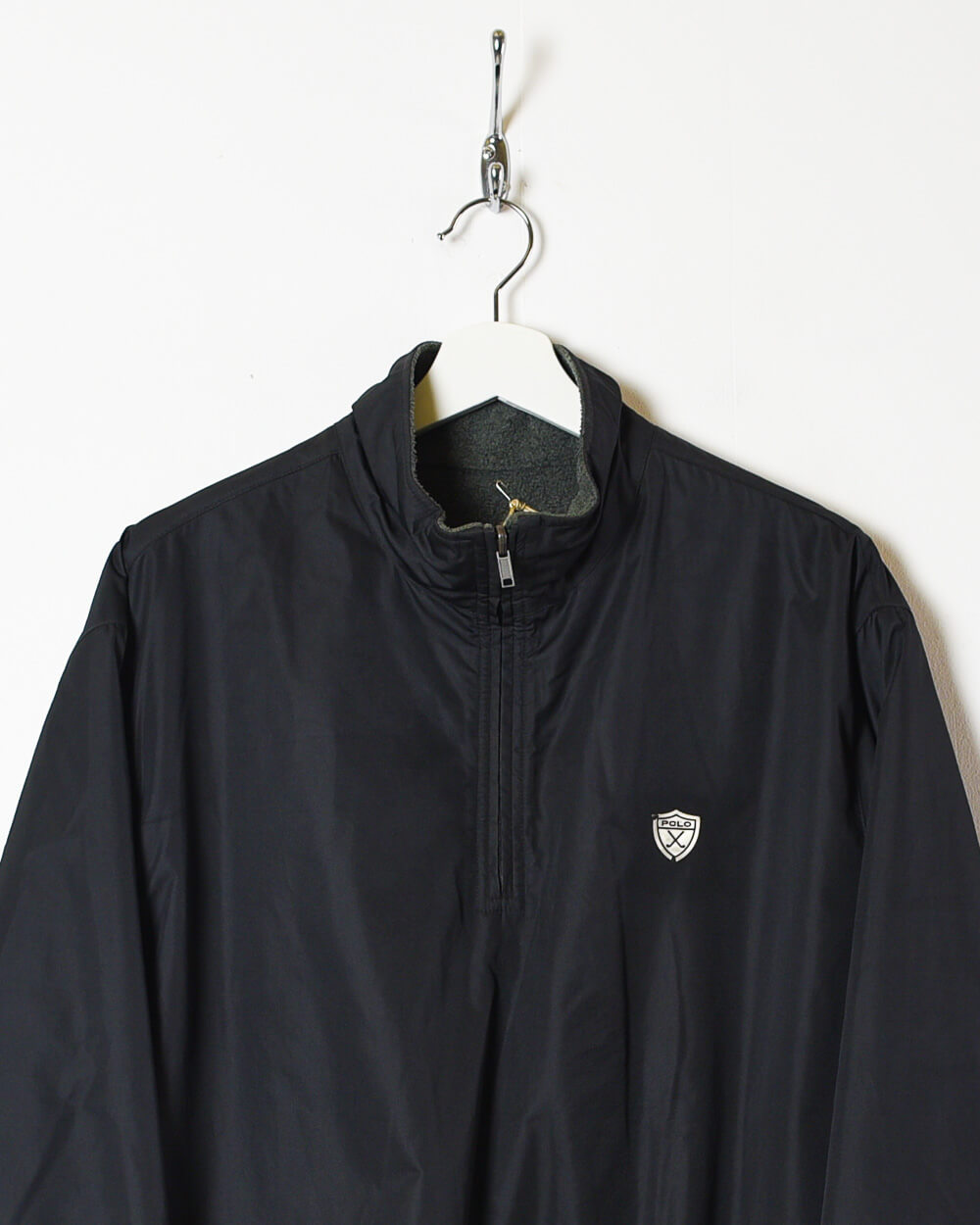 Black Ralph Lauren Polo Golf 1/4 Zip Reversible Fleece Jacket - Large