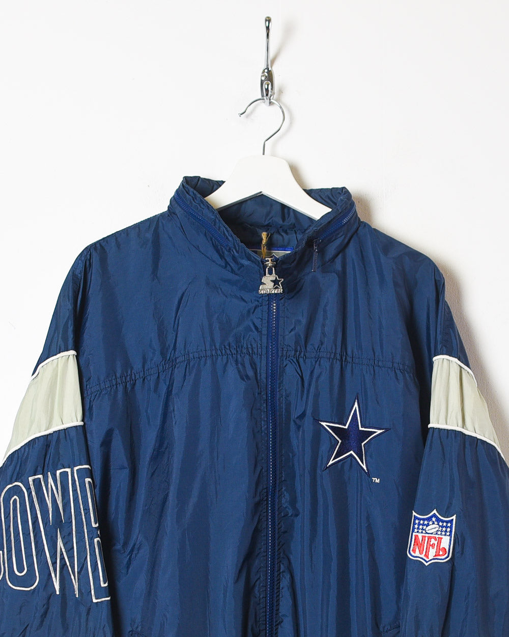Vintage 90s Navy Starter X NFL Dallas Cowboys Windbreaker Jacket