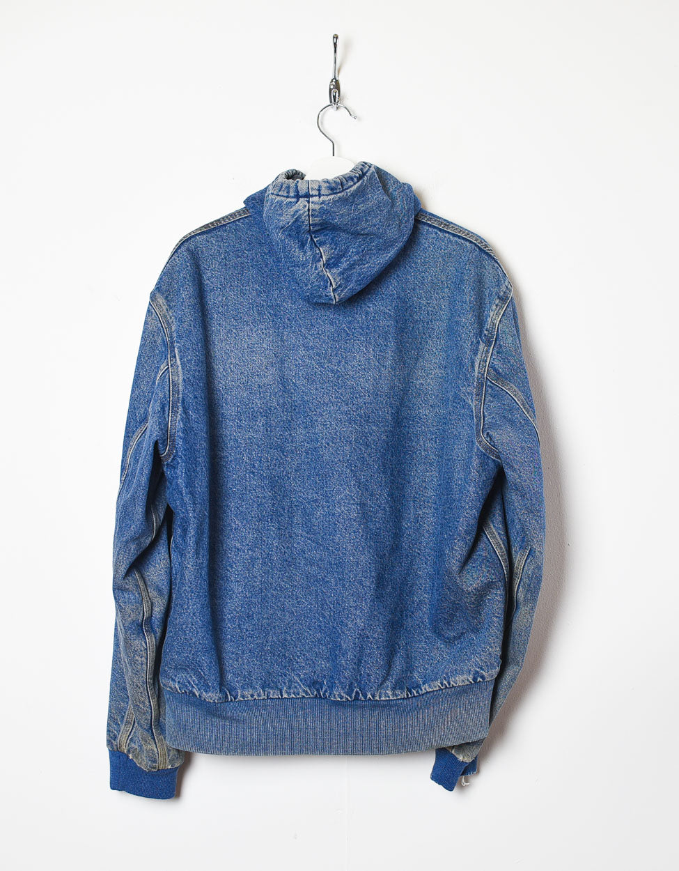 Blue Carhartt Flannel Lined Denim Workwear Hooded Detroit Jacket - Large