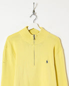 Yellow Ralph Lauren 1/4 Zip Knitted Sweatshirt - X-Large