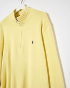 Yellow Ralph Lauren 1/4 Zip Knitted Sweatshirt - X-Large