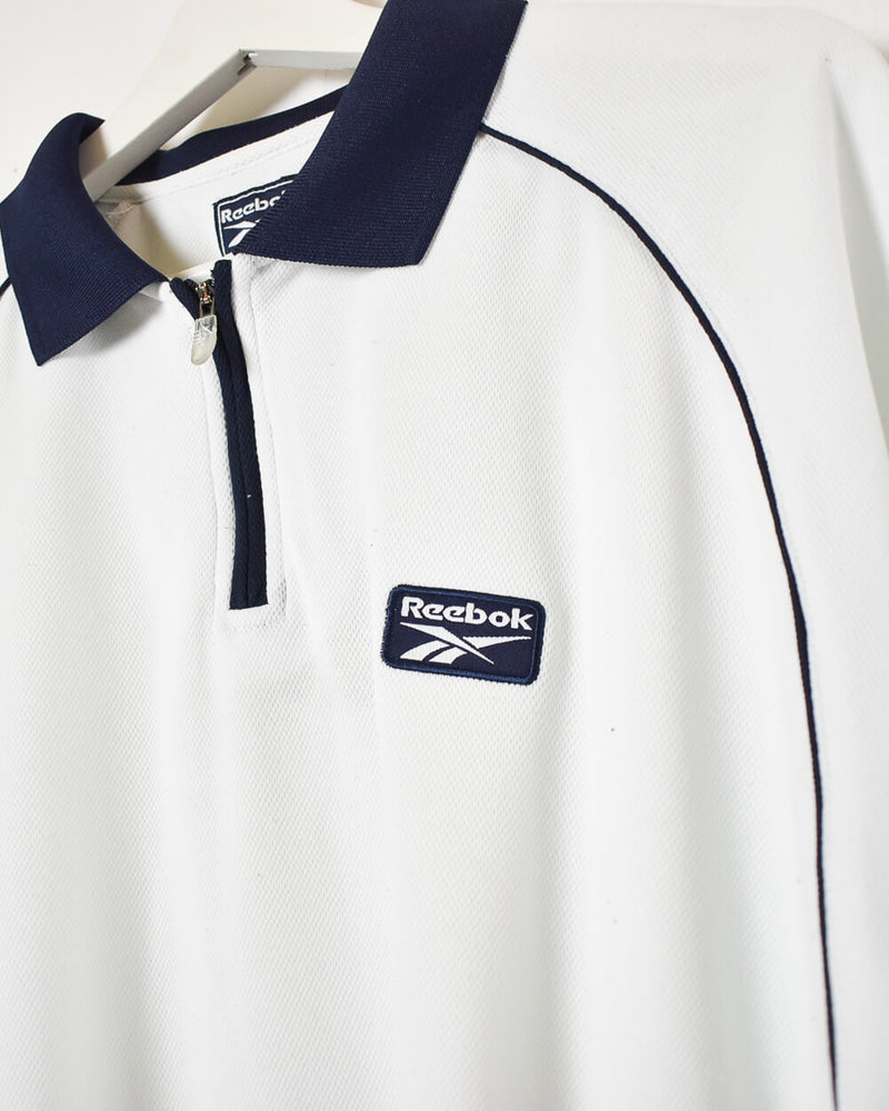 White Reebok 1/4 Zip Polo Shirt - Large