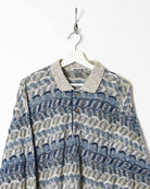 Neutral Tessttore Collared Patterned Knitted Sweatshirt - Large