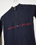 Navy Tommy Hilfiger Women's 1/4 Zip Knitted Sweatshirt - Medium