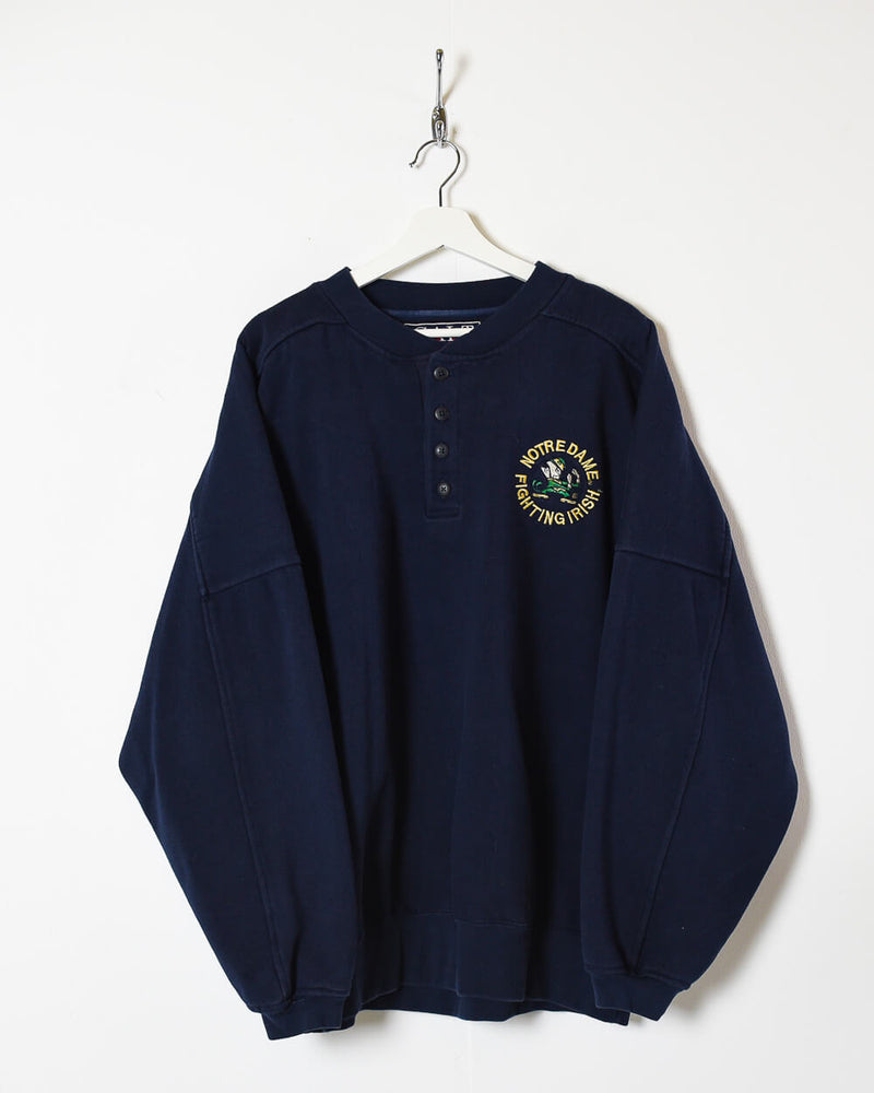 Vintage 90s Cotton Plain Navy Galt Notre Dame Fighting Irish Sweatshirt - X-Large– Domno