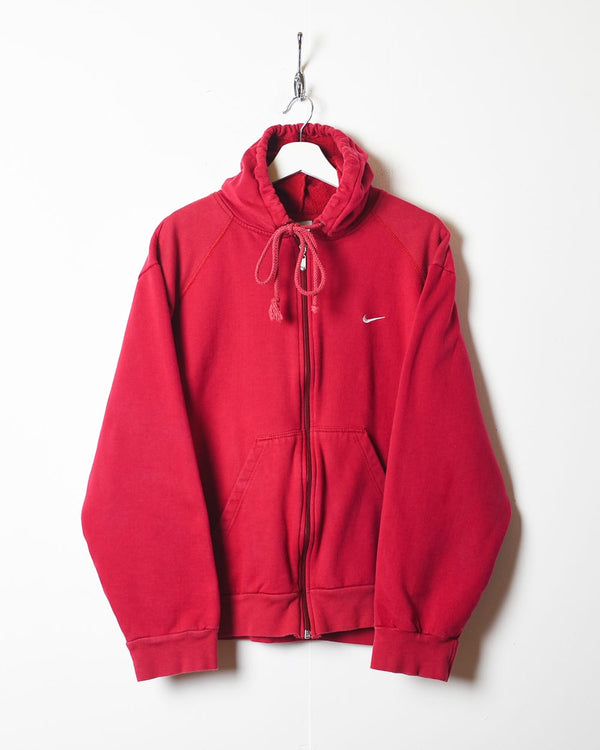 Red Nike Zip-Through Hoodie - Large Women's
