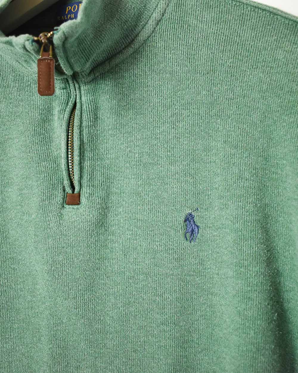 Green Polo Ralph Lauren 1/4 Zip Sweatshirt - Small