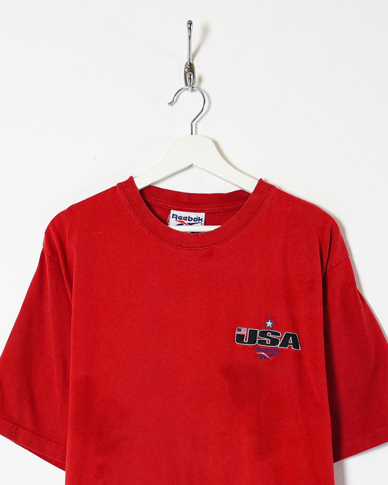 Vintage 90s Cotton Red Reebok USA T-Shirt - X-Large– Domno Vintage