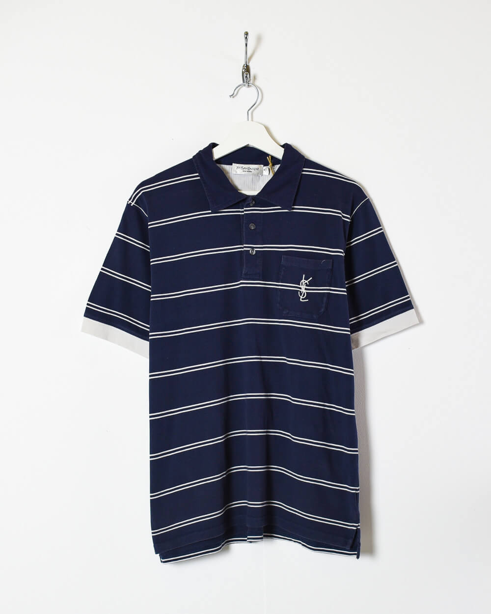 Navy Yves Saint Laurent Pocket Polo Shirt - Medium