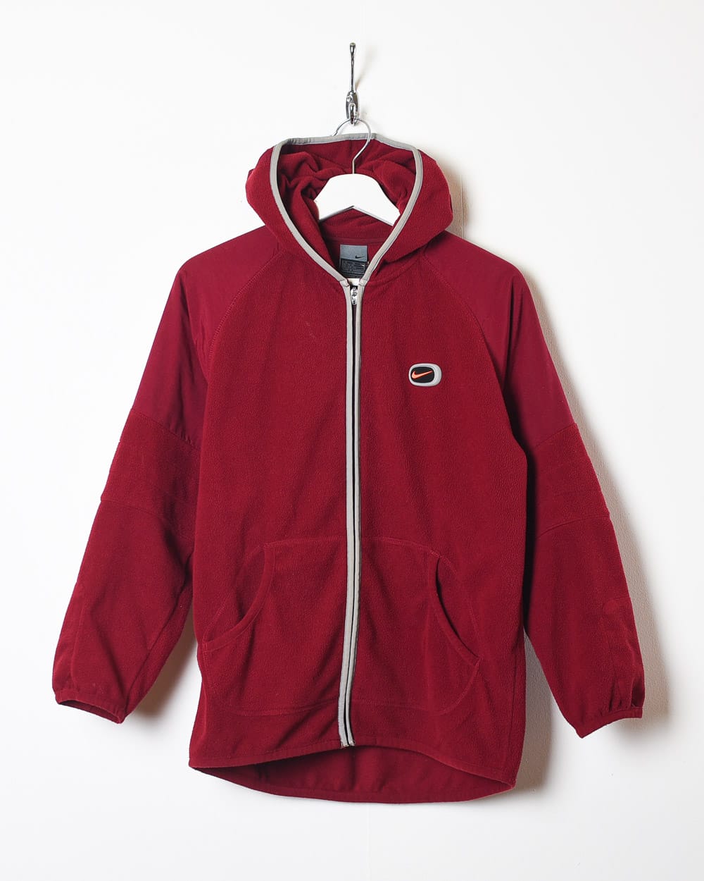 Maroon Nike Zip-Through Fleece Hoodie - Large Women's