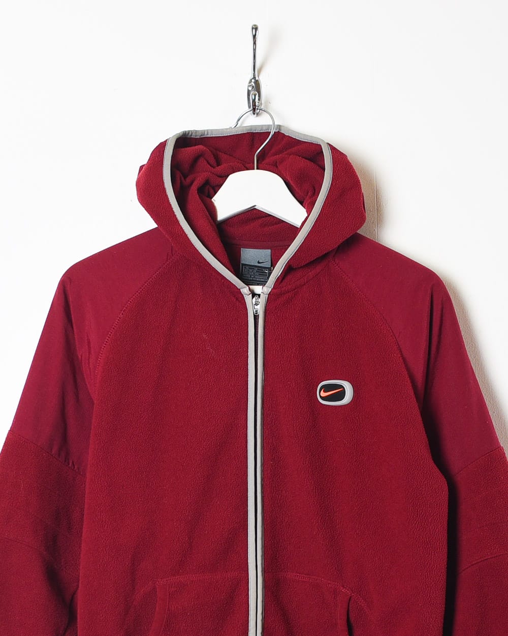 Maroon Nike Zip-Through Fleece Hoodie - Large Women's