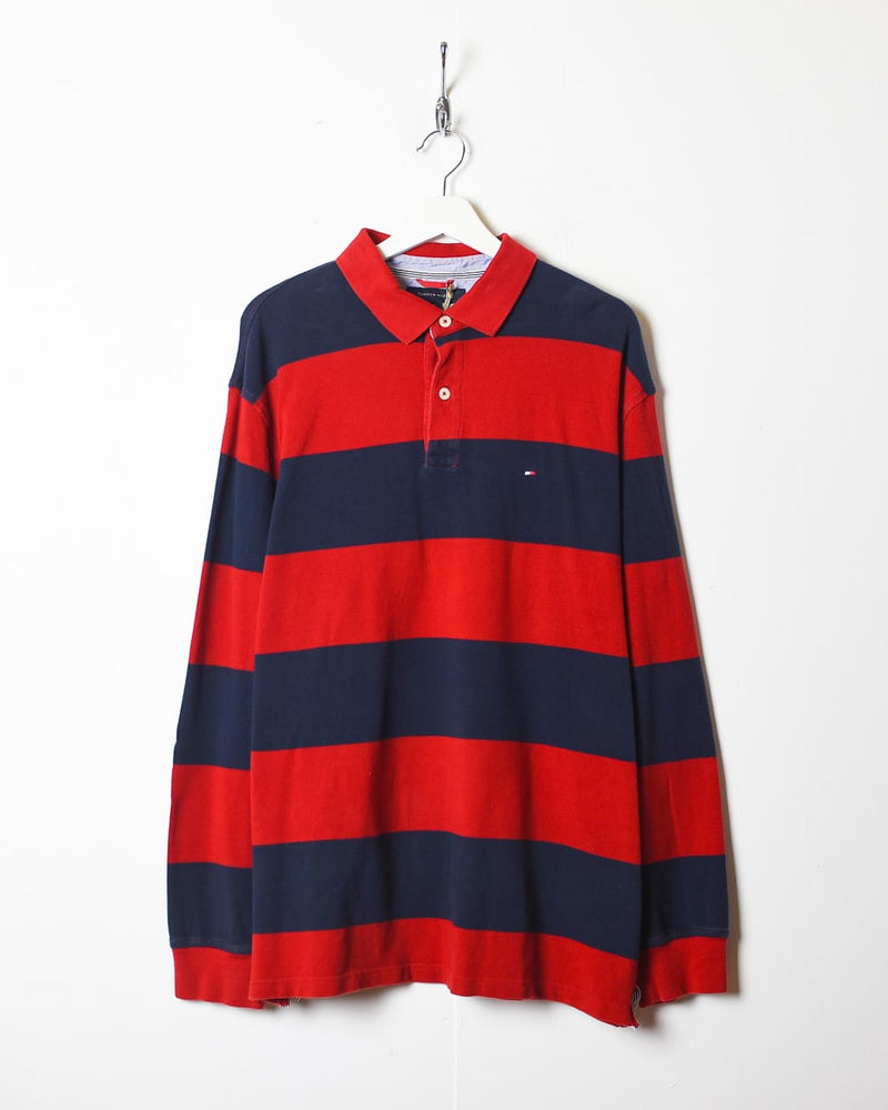 Vintage Red Tommy Hilfiger Long Sleeved Polo Shirt - X-Large Cotton– Vintage