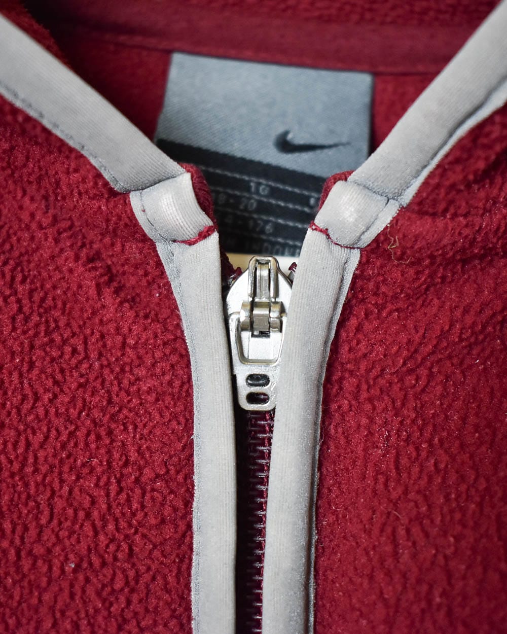 Maroon Nike Zip-Through Fleece Hoodie - Large Women's