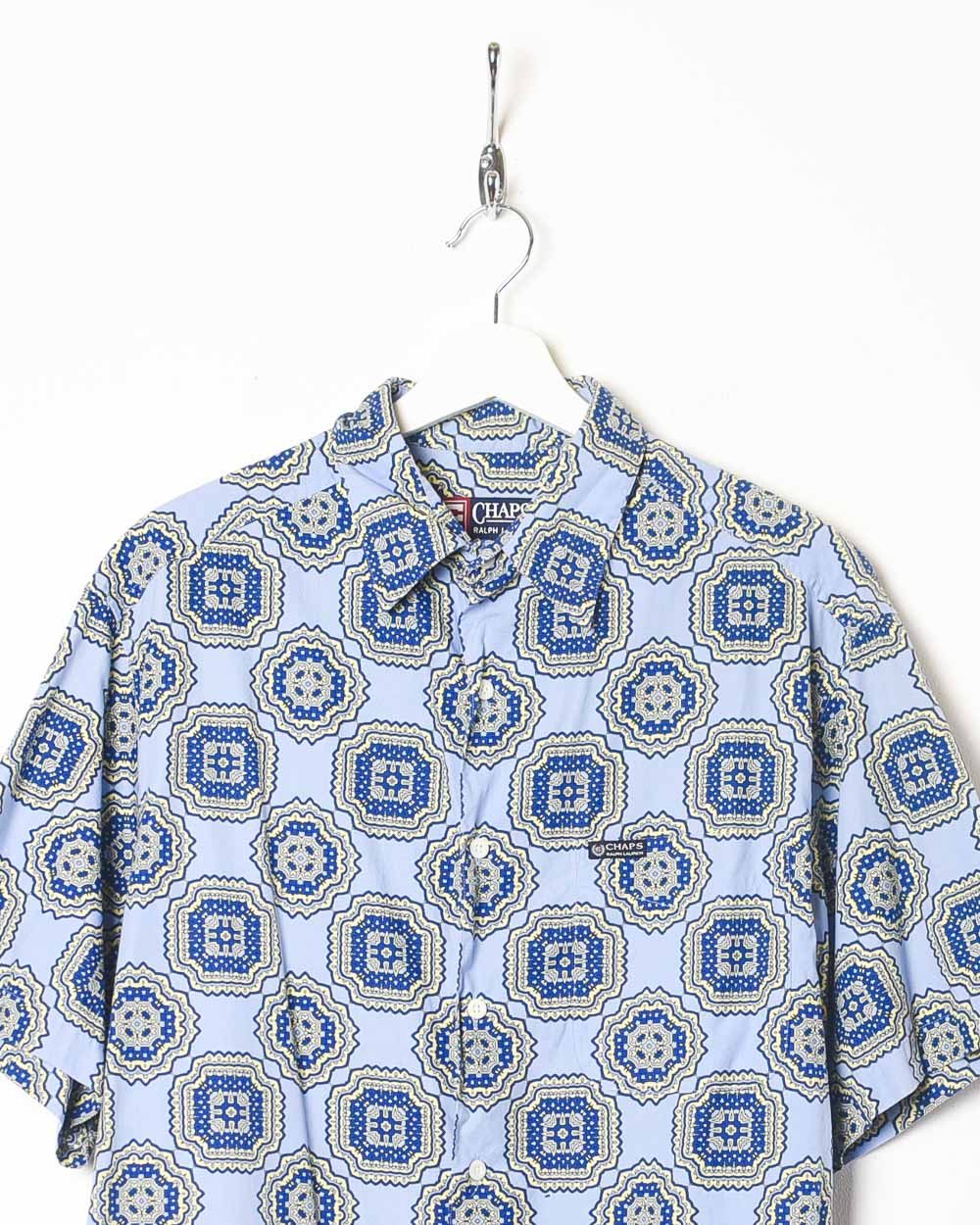 Blue Chaps Ralph Lauren Patterned Short Sleeved Shirt - Medium