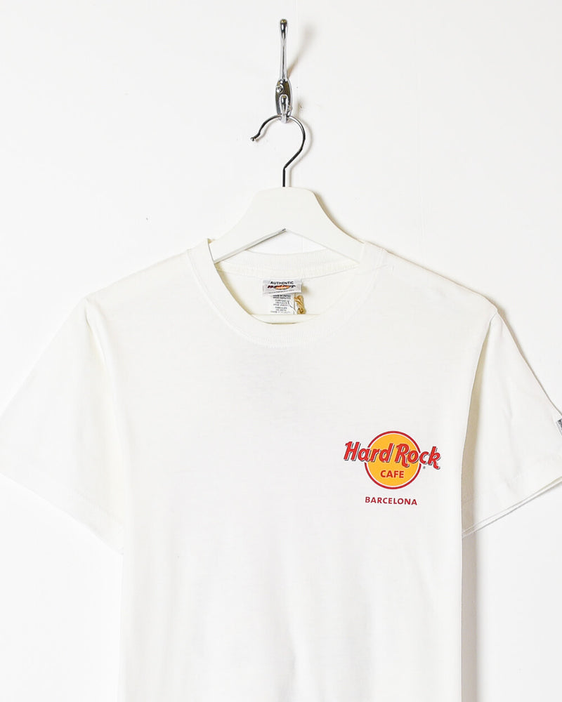 Dripping fremsætte greb Vintage 90s Cotton White Hard Rock Café Barcelona T-Shirt - Small– Domno  Vintage