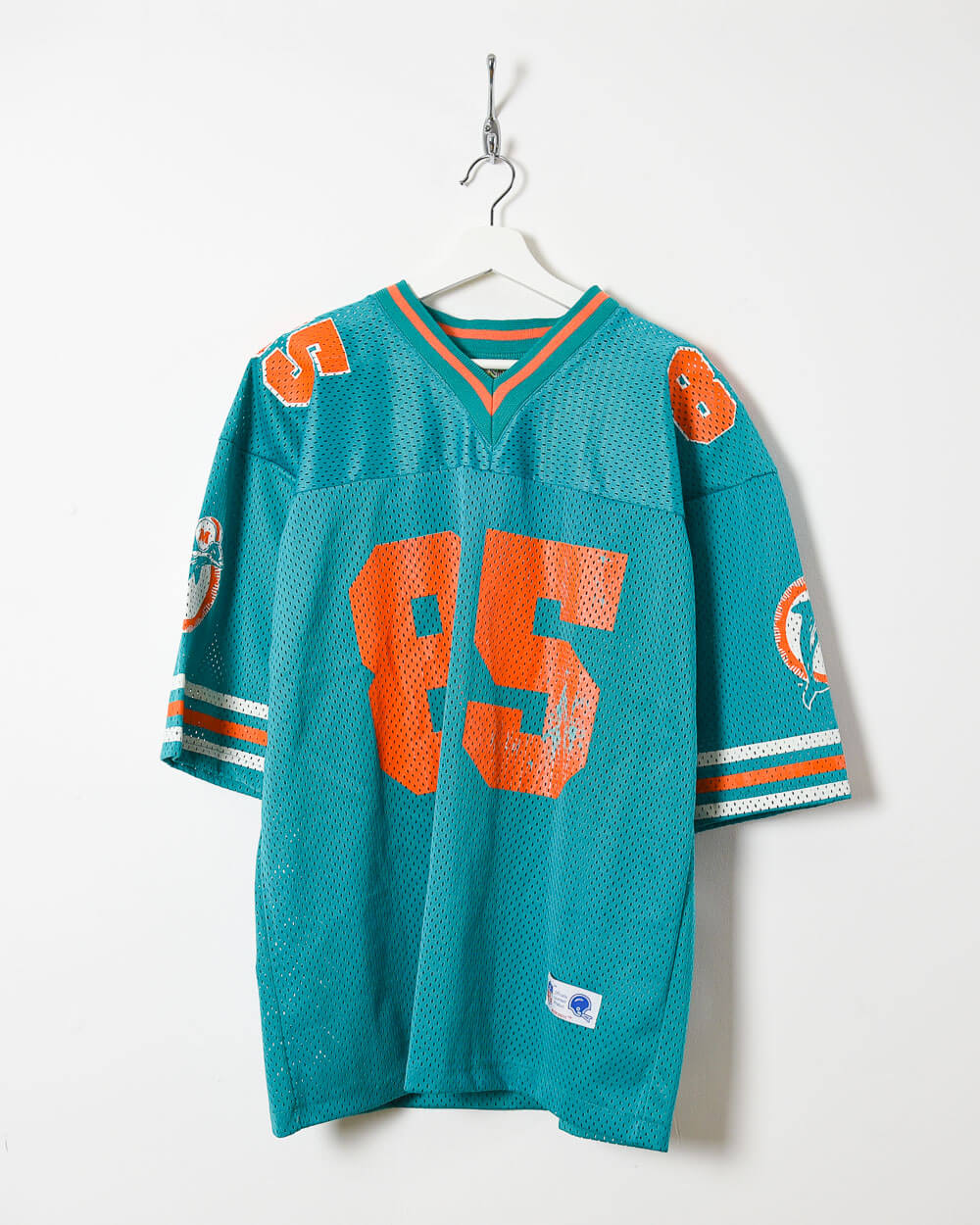 Vintage 90s Polyester Blue Miami Dolphins Sports Fan 85 NFL Jersey - Large–  Domno Vintage
