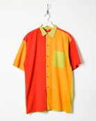 Red Colour Block Short Sleeved Shirt - Large