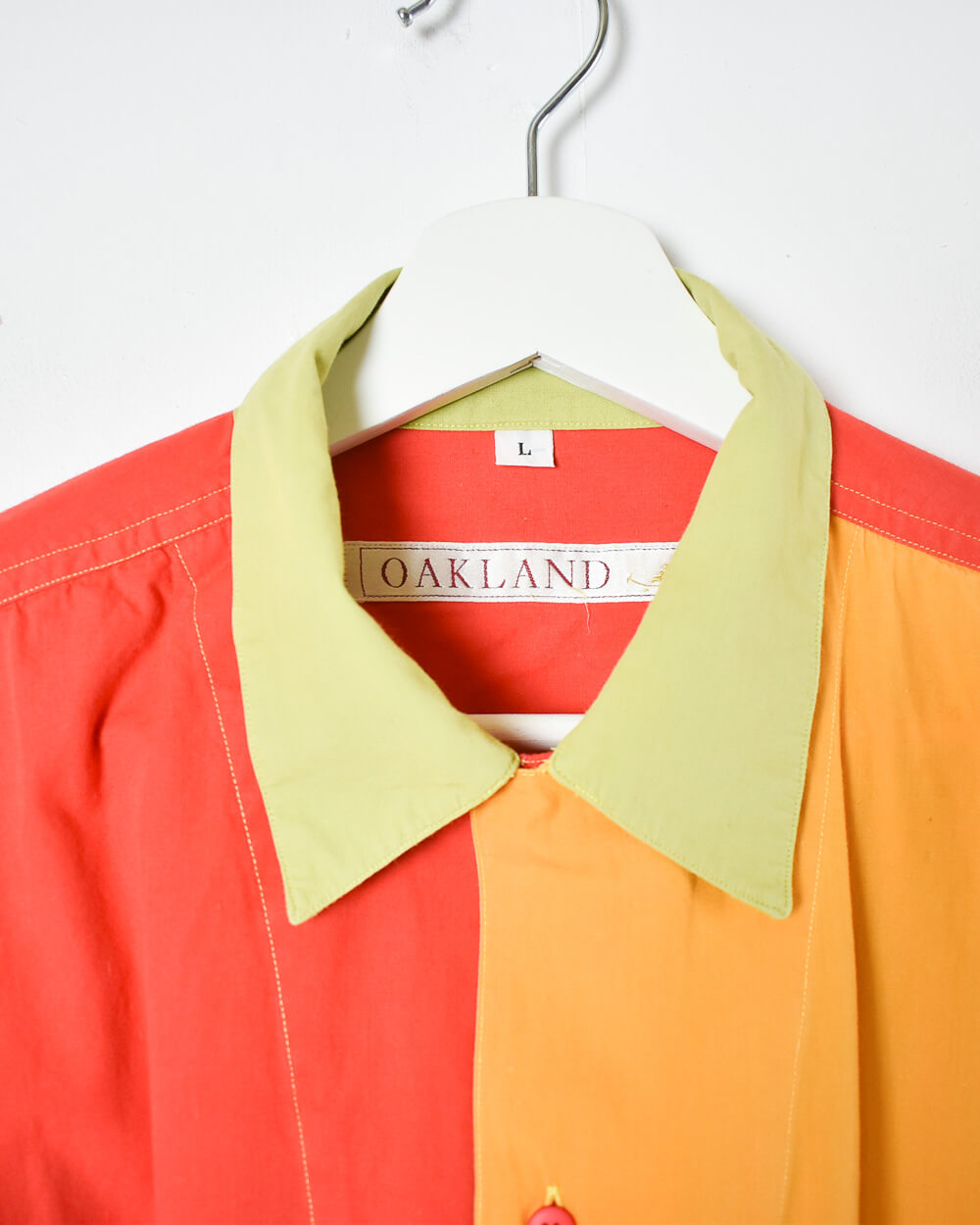 Red Colour Block Short Sleeved Shirt - Large