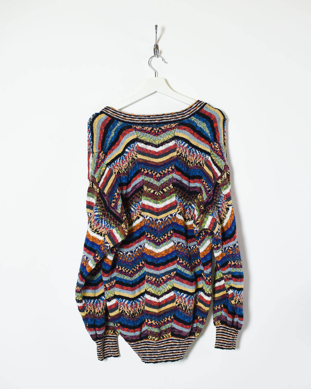 Multi Vintage Knitted Button Down Sweatshirt - Large