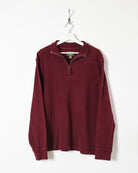 Maroon Timberland 1/4 Zip Sweatshirt - Large