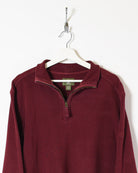 Maroon Timberland 1/4 Zip Sweatshirt - Large