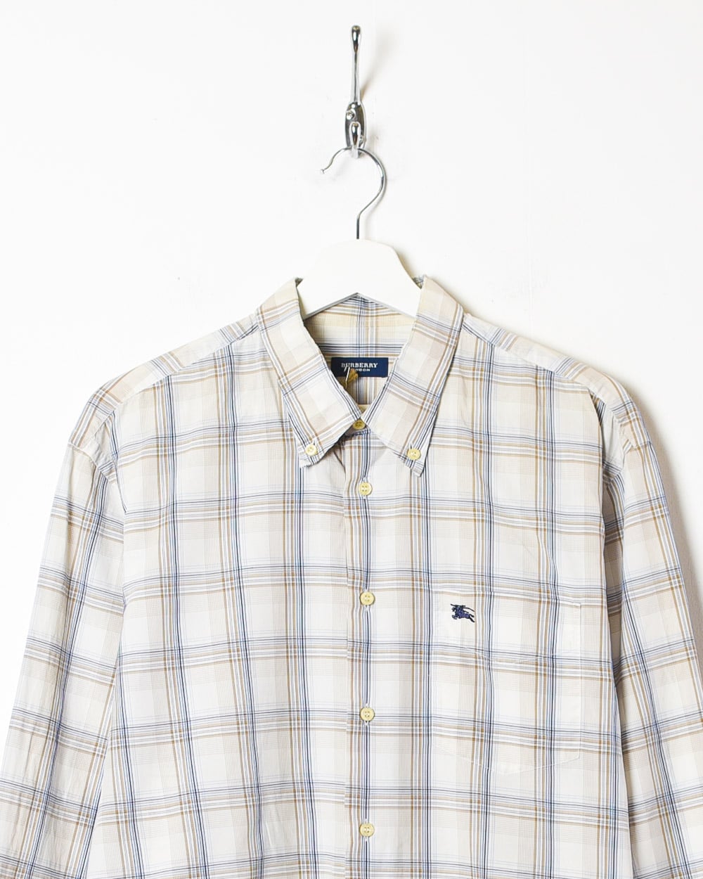 Neutral Burberry Checked Shirt - X-Large