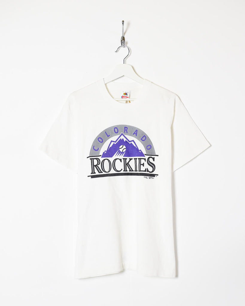 Vintage Colorado Rockies Shirt Mens Extra Large Purple Logo 7 Cotton Short  1999