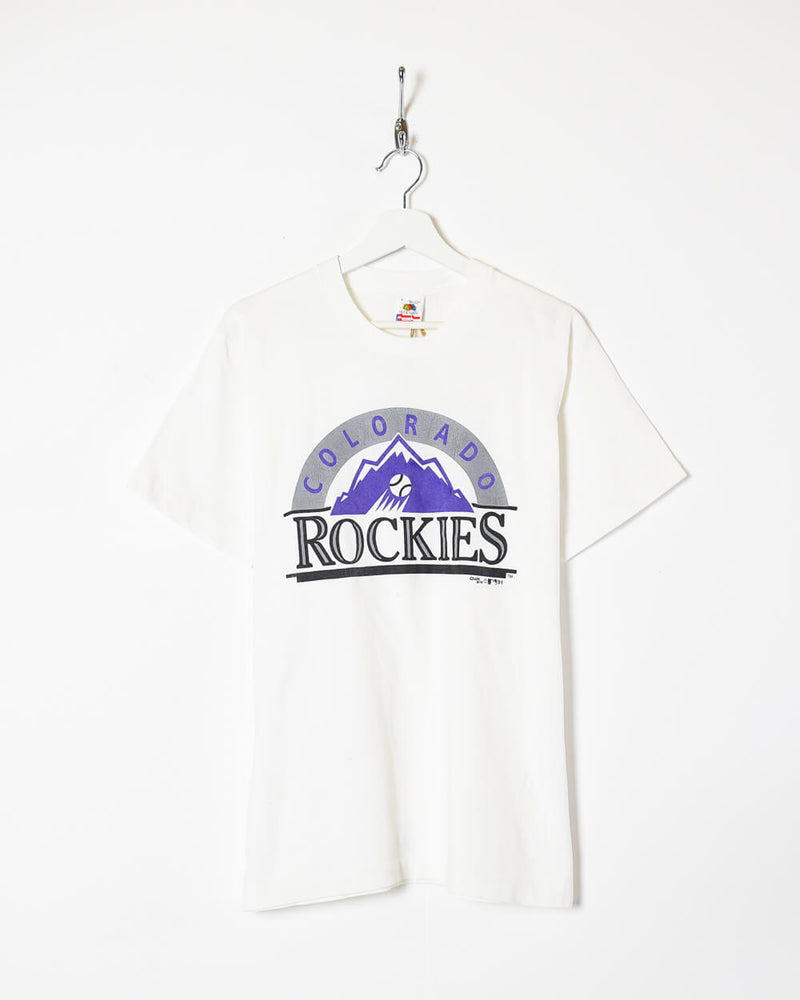 Vintage 90s Cotton White Fruit of The Loom MLB Colorado Rockies T-Shirt -  Medium– Domno Vintage