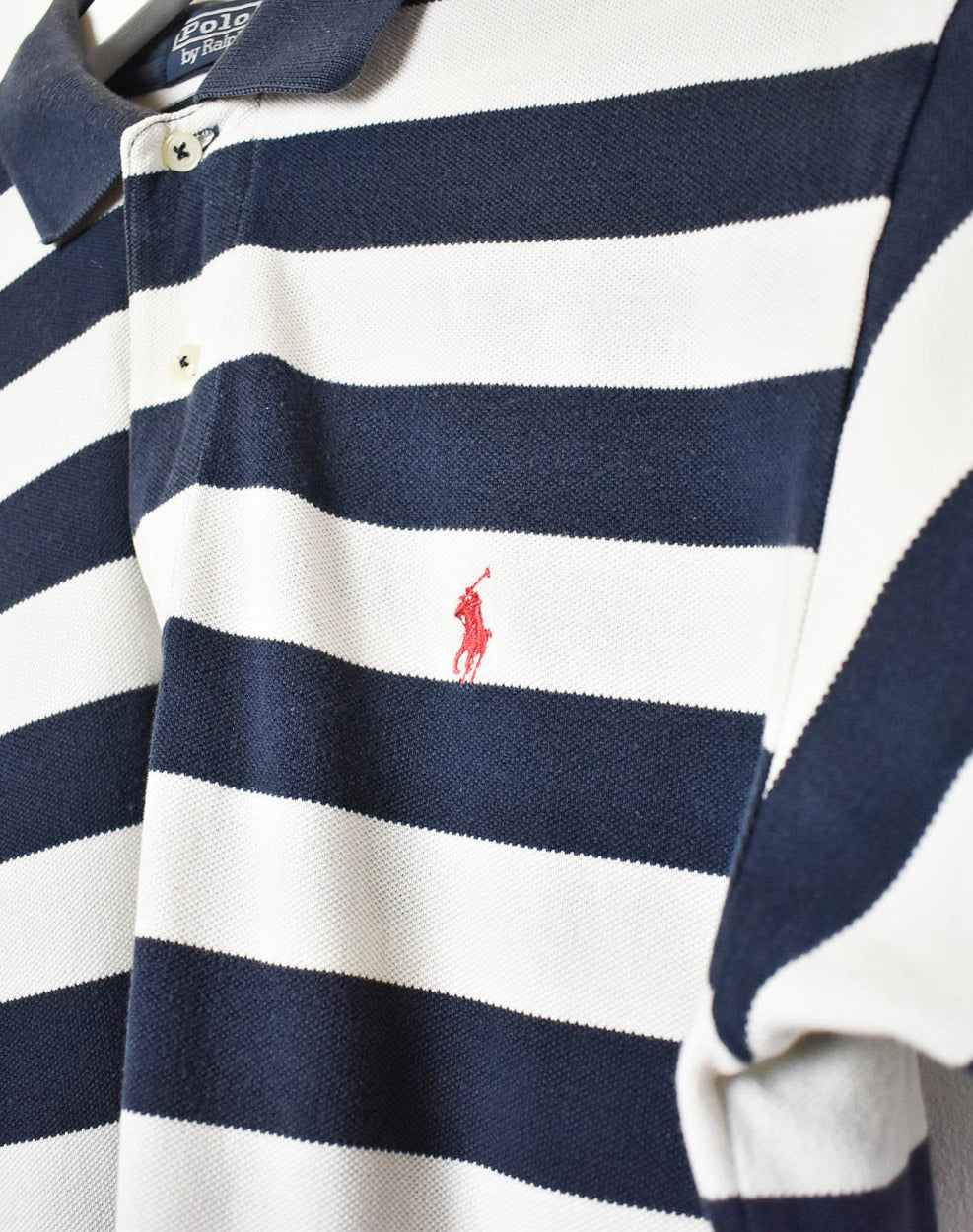 Navy Polo Ralph Lauren Striped Polo Shirt - Medium