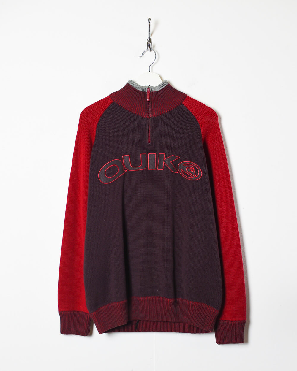 Maroon Quicksilver 1/4 Zip Knitted Sweatshirt - Large