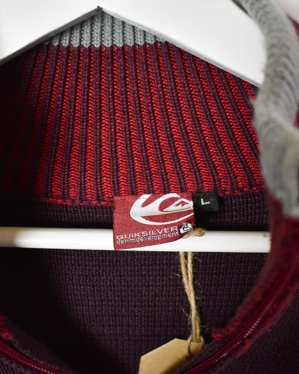 Maroon Quicksilver 1/4 Zip Knitted Sweatshirt - Large