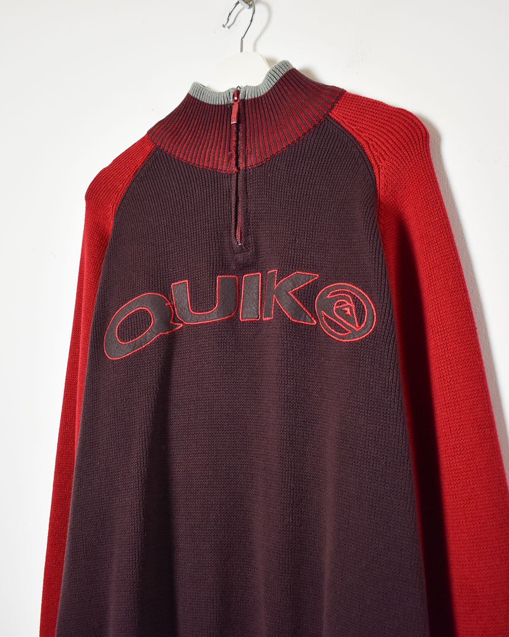 Maroon Quicksilver 1/4 Zip Knitted Sweatshirt - Large