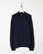 Navy Ralph Lauren 1/4 Zip Knitted Sweatshirt - Large