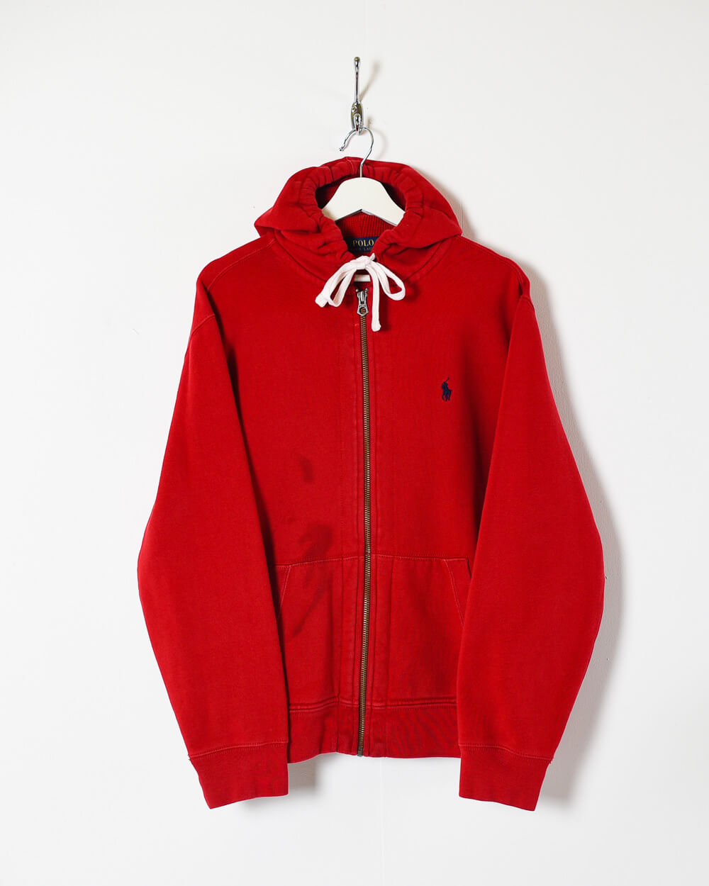 Red Ralph Lauren Zip-Through Hoodie - Large