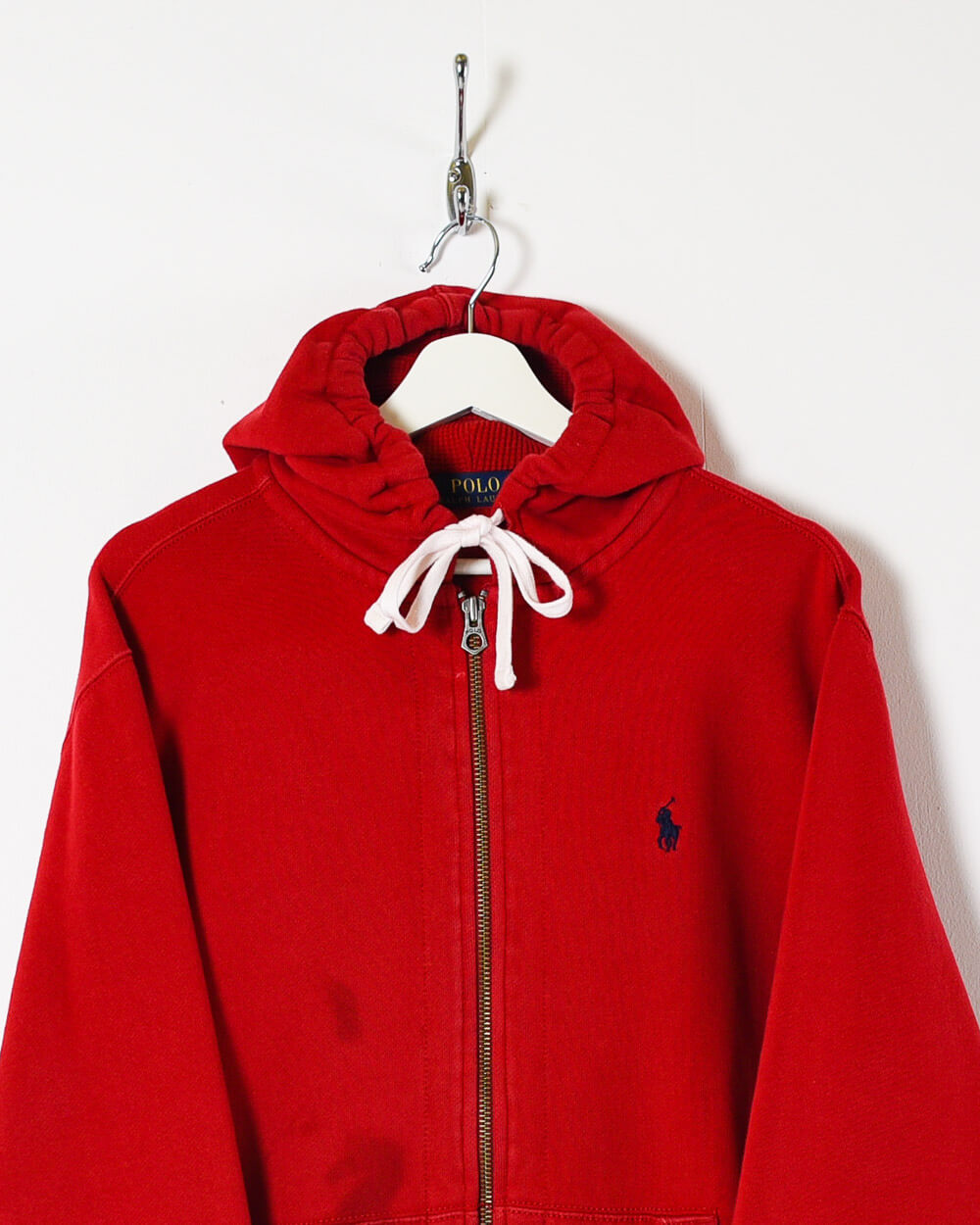 Red Ralph Lauren Zip-Through Hoodie - Large